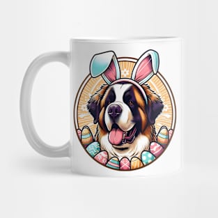 St Bernard Enjoys Easter with Bunny Ears and Joy Mug